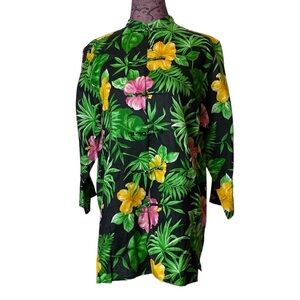Lauren Ralph Lauren Sz L Tropical Hawaii Hibiscus Tunic Top
